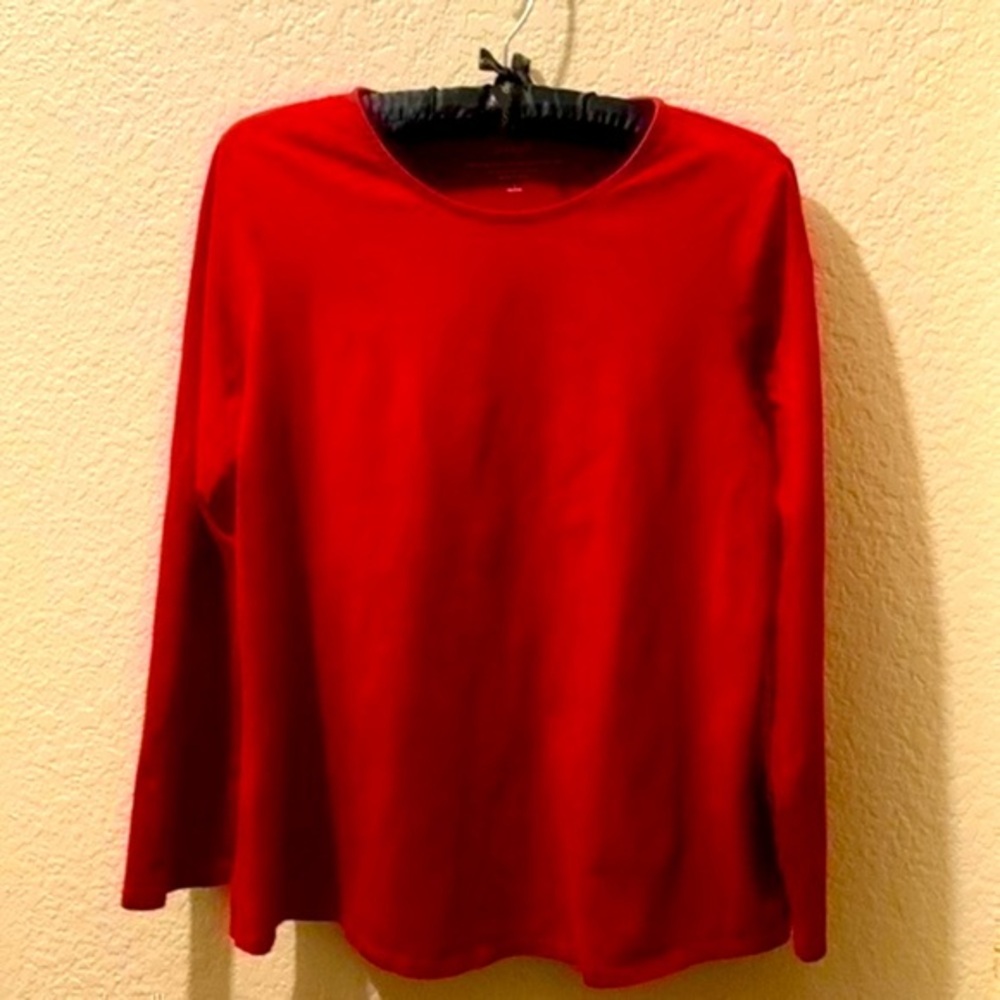 PureJill Pima stretch-cotton shirttail tee small